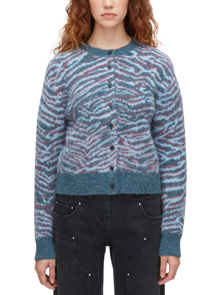 3.1 Phillip Lim Tiger Print Cardigan, Blue/Multi, Blue Multi