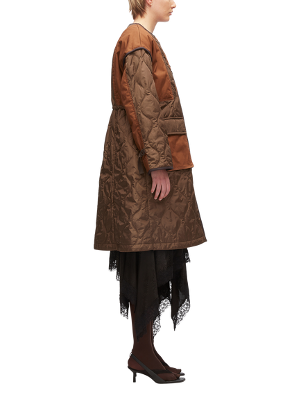 3.1 Phillip Lim Quilted Combo Coat, Brown/Orange - view 2, Brown/Orange