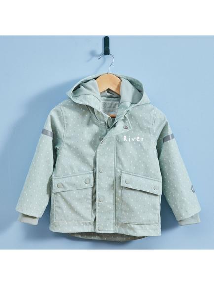 My 1st Years Personalised Baby Speckled Raincoat, Sage, Sage
