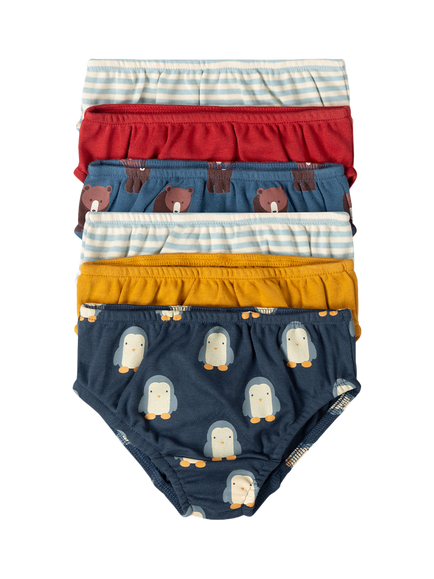 Little Green Radicals Kids' Cotton Underwear Set, Pack of 6, Multi, Multi