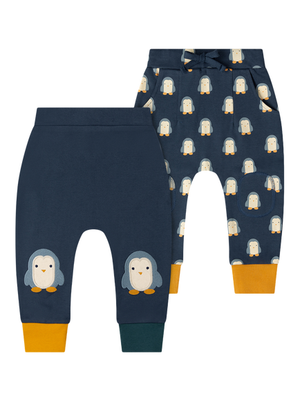 Little Green Radicals Kids' Penguins Joggers, Pack of 2, Navy, Navy