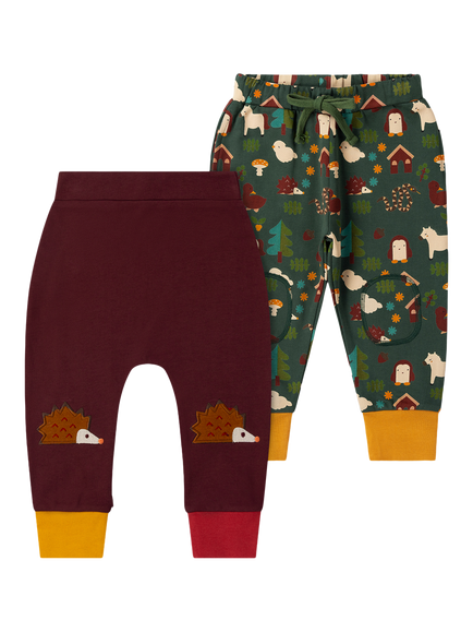 Little Green Radicals Kids' Woodland Joggers, Pack of 2, Multi, Multi