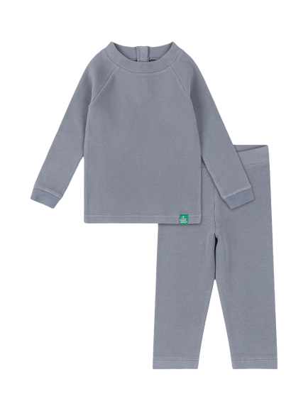 Little Green Radicals Kids' Long Sleeve Waffle Top and Leggings Set, Blue, Blue
