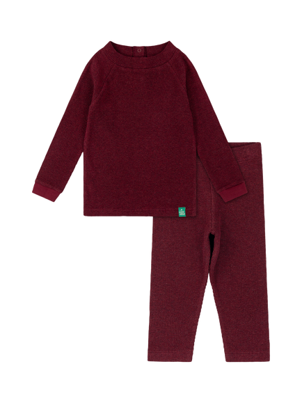 Little Green Radicals Kids' Long Sleeve Waffle Top and Leggings Set, Purple, Purple