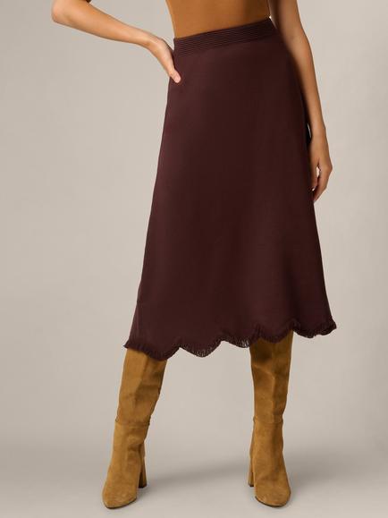 Adrianna Papell Pull On A-Line Fringe Skirt, Chocolate, Chocolate