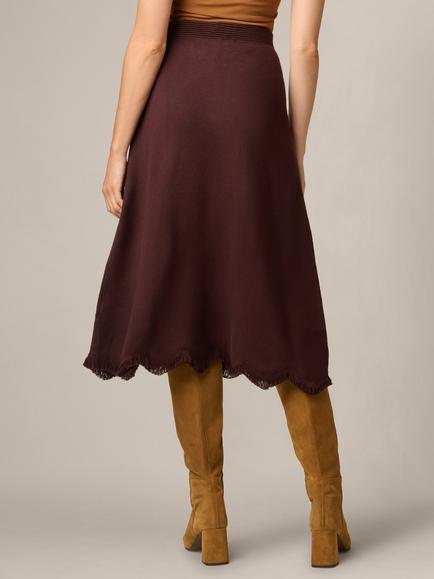 Adrianna Papell Pull On A-Line Fringe Skirt, Chocolate - view 2, Chocolate