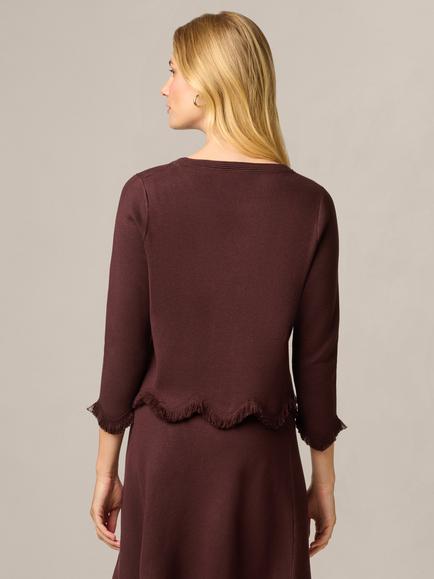Adrianna Papell Fringe Pullover Jumper, Chocolate - view 2, Chocolate