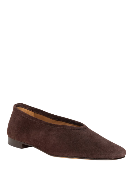 Bobbies Edie Suede Ballerina Pumps, Truffle Brown - view 2, Truffle Brown