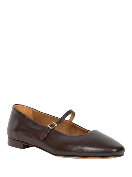 Bobbies Mikie Leather Ballerina Pumps, Ristretto - view 2, Ristretto