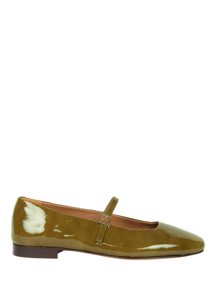 Bobbies Mikie Crumpled Patent Leather Ballerina Pumps, Manzanilla