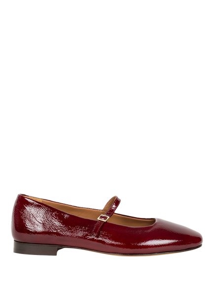 Bobbies Mikie Crumpled Patent Leather Ballerina Pumps, Nebbiolo