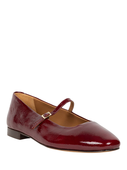Bobbies Mikie Crumpled Patent Leather Ballerina Pumps - view 2, Nebbiolo