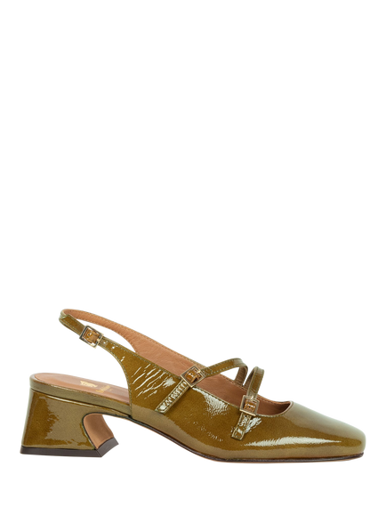 Bobbies Becca Crumpled Patent Leather Slingback Mary Janes, Manzanilla