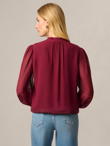 Adrianna Papell Y-Placket Woven Blouse, Fig - view 2, Fig
