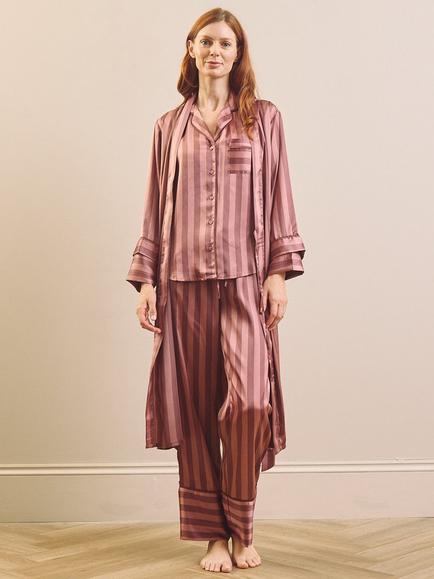 Their Nibs Dusky Mauve Stripe Satin Robe, Mauve, Mauve