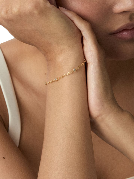 Dinny Hall Dainty Paperclip Bracelet - view 2, Gold