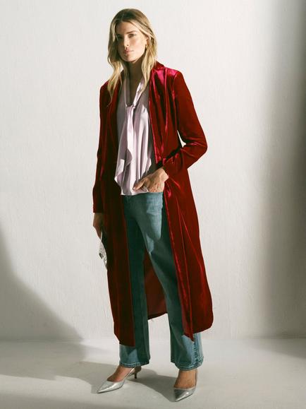 NRBY Odette Velvet Opera Coat, Red