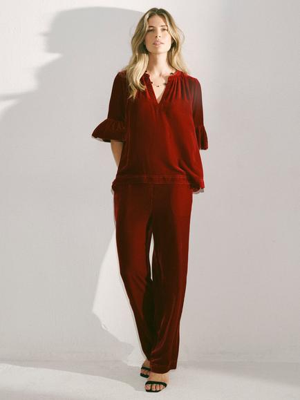 NRBY Julietta Velvet Top - view 2, Red