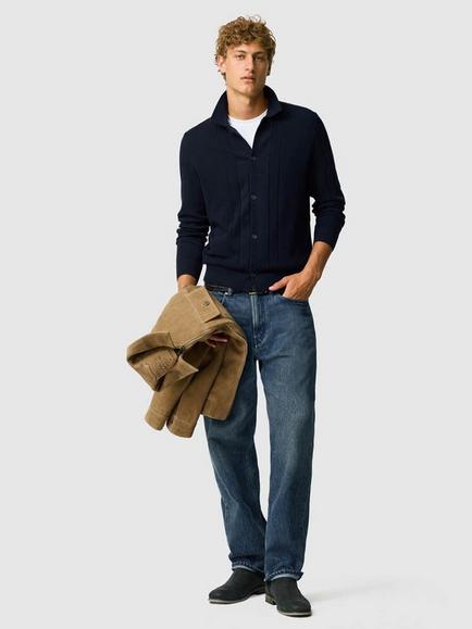 Rodd & Gunn Quinns Flat Australian Cotton V-Neck Cardigan, Midnight - view 2, Midnight