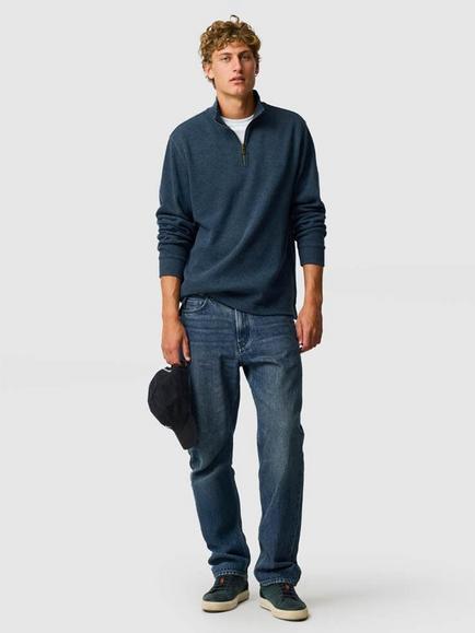 Rodd & Gunn Alton Ave Cotton Quarter Zip Neck Sweatshirt - view 2, Deep Ocean