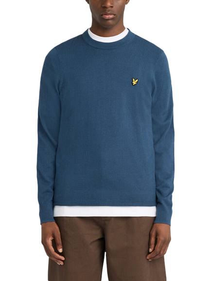 Lyle & Scott Cotton Merino Crew Neck Jumper, Aegean Blue