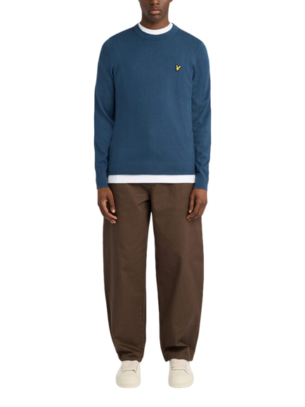 Lyle & Scott Cotton Merino Crew Neck Jumper - view 2, Aegean Blue