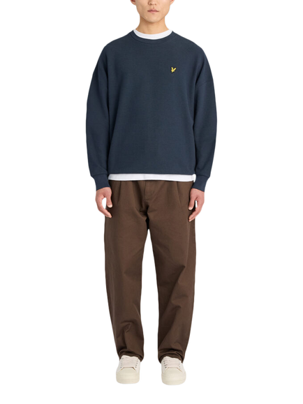 Lyle & Scott Cotton Rich Geo Rib Crew Neck Sweatshirt, Navy - view 2, Navy