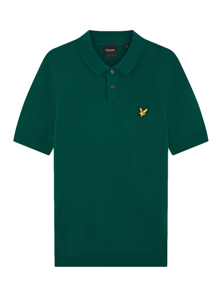 Lyle & Scott Cotton Blend Knitted Polo Top, Green, Green