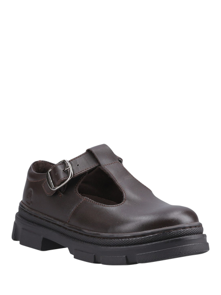 Hush Puppies Kids' Dulci Leather Chunky Sole Shoes, Brown - view 2, Brown
