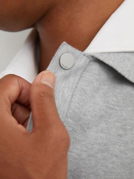 Reiss Gorbridge R-Flex Half Zip Pocket Detail Long Sleeve Polo Top, Soft Grey - view 2, Soft Grey