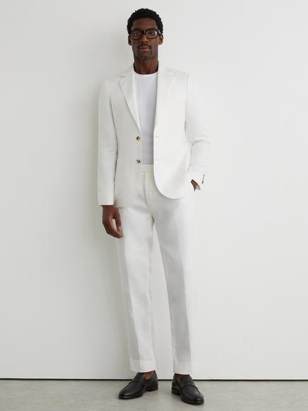 Reiss Atlantic Linen Trousers, White, White