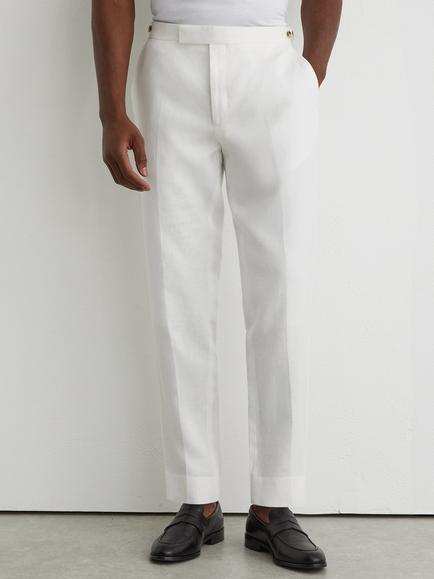 Reiss Atlantic Linen Trousers, White - view 2, White