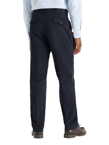 SPOKE Hackneys Cotton Rich Narrow Thigh Trousers, Dark Navy - view 2, Dark Navy