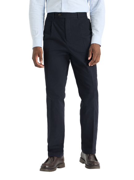 SPOKE Hackneys Cotton Rich Regular Thigh Trousers, Dark Navy - view 2, Dark Navy