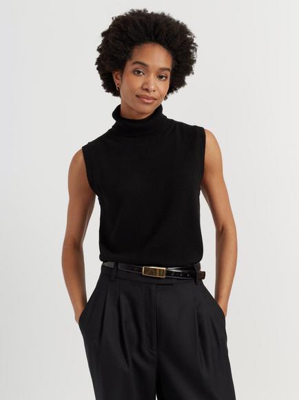 Chinti & Parker Wool-Cashmere High Neck Tank, Black