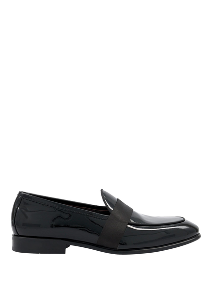 Dune London Sterlings Patent Grosgrain Trim Dress Loafers, Black, Black