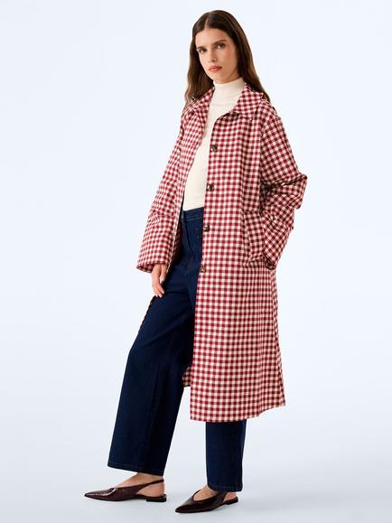 OMNES Charleston Trench Coat, Red/Cream - view 2, Red/Cream