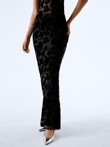OMNES Cierra Floral Maxi Skirt, Black, Black