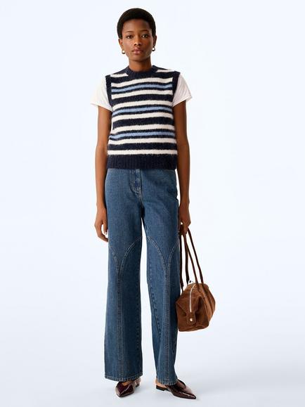 OMNES Bob Alpaca Blend Stripe Knit Vest, Multi, Multi