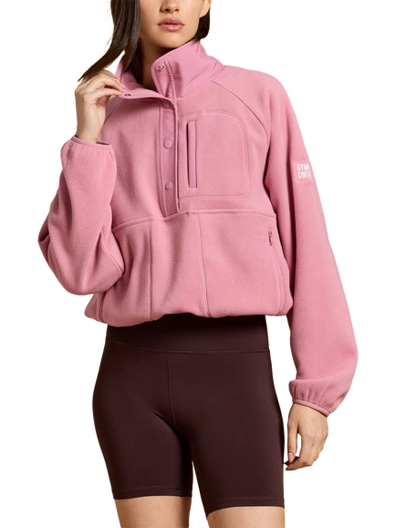 Gym+Coffee Snap Polar Fleece, Pink Velvet