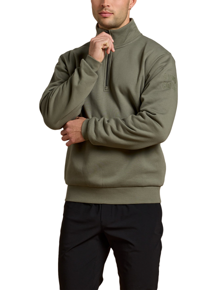 Gym+Coffee Men's Clubhouse Half Zip Oversized Sweatshirt, Olive