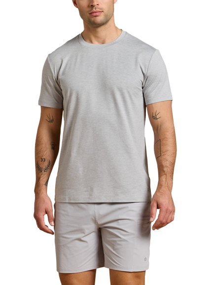 Gym+Coffee Daily Crew Neck T-Shirt, Stone Grey Marl