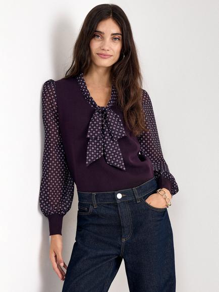 Phase Eight Ellen Printed Top, Burgundy, Burgundy