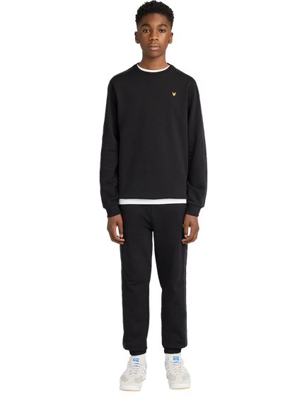 Lyle & Scott Kids' Jacquard Tape Crew Neck Sweatshirt, Jet Black - view 2, Jet Black