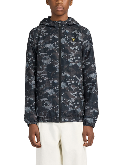 Lyle & Scott Kids' Pixelated Zip Through Hooded Jacket, Jet Black, Jet Black