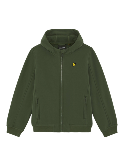 Lyle & Scott Kids' Softshell Hooded Jacket, Olive Green, Olive Green
