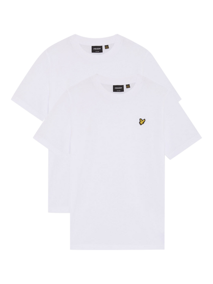 Lyle & Scott Kids' Cotton Short Sleeve T-Shirt, Pack of 2, White, White