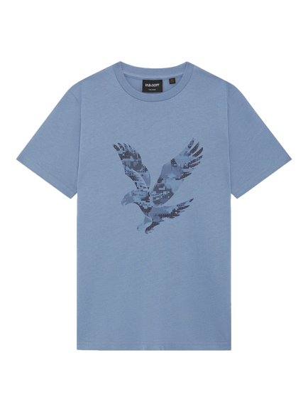 Lyle & Scott Kids' Pixelate Crew Neck T-Shirt, Blue, Blue