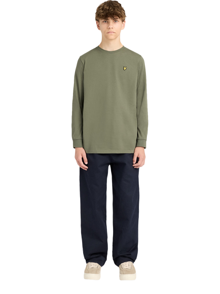 Lyle & Scott Kids' Cotton Crew Neck Sweatshirt, Olive Green - view 2, Olive Green