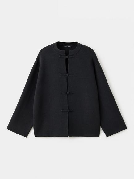 Mango Crew Neck Toggle Detail Jacket, Black, Black